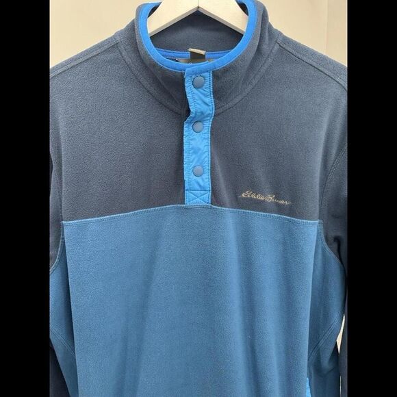 Eddie Bauer Mens Xl Blue Radiator Fleece 1/4 Snap Front Pullover Jacket - Picture 3 of 9